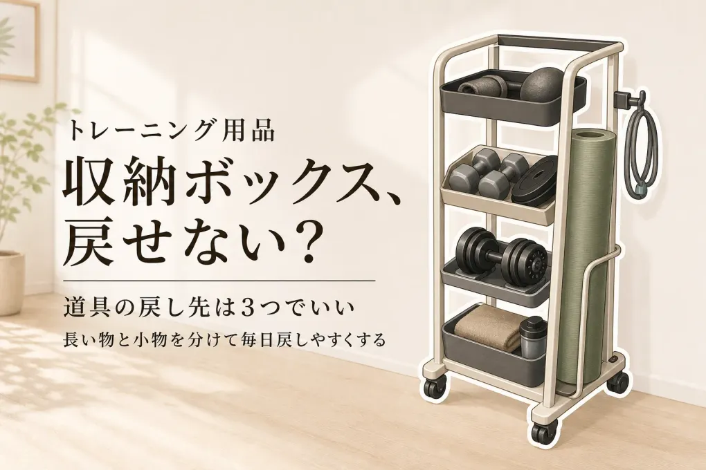 トレーニング用品の収納ボックスはどう選ぶ？チューブ・ヨガマットを戻しやすいスリムワゴンの作り方